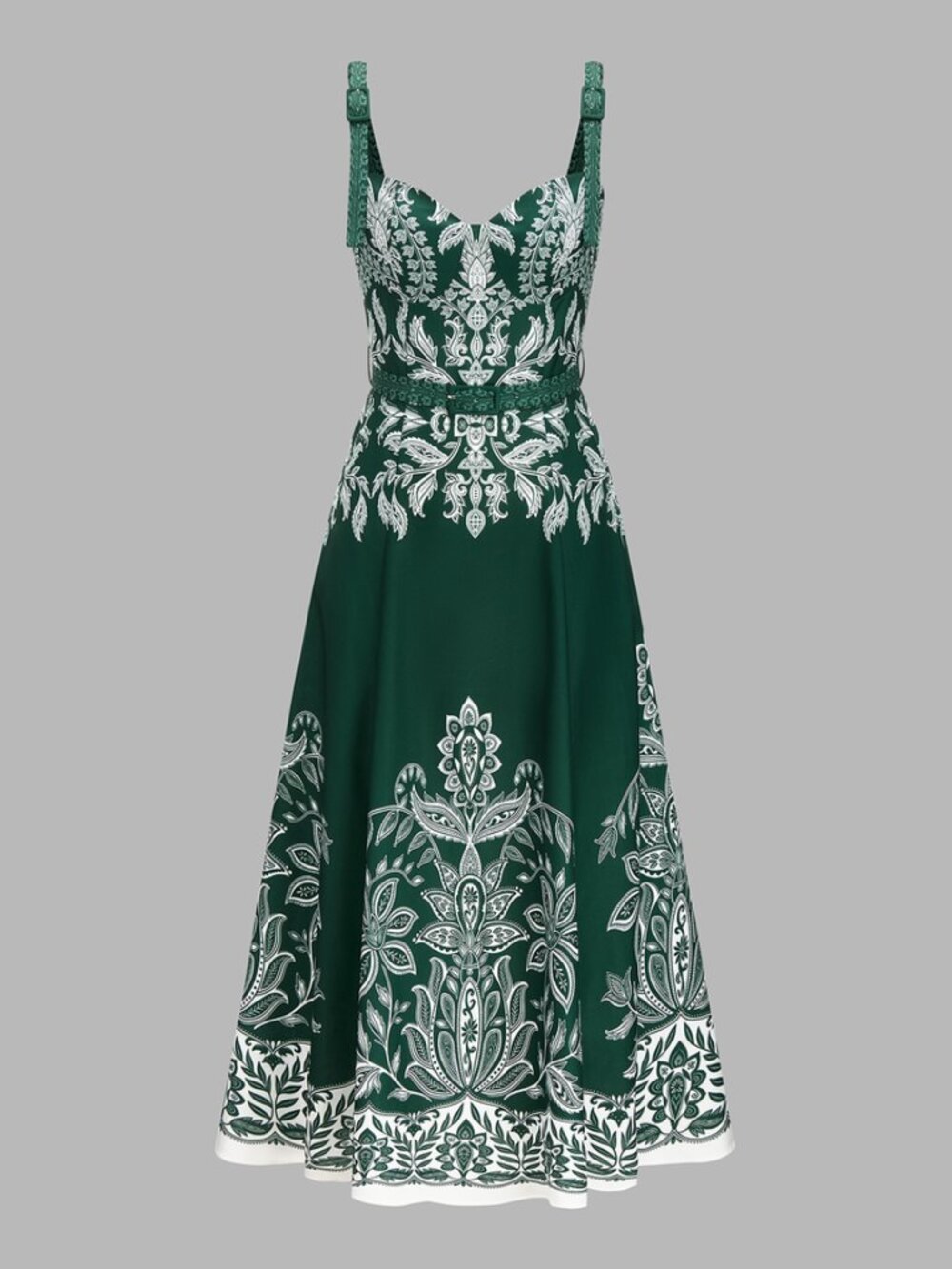 Baroque Floral Print Belted Cami Maxi Dress - Picture 2 of 4